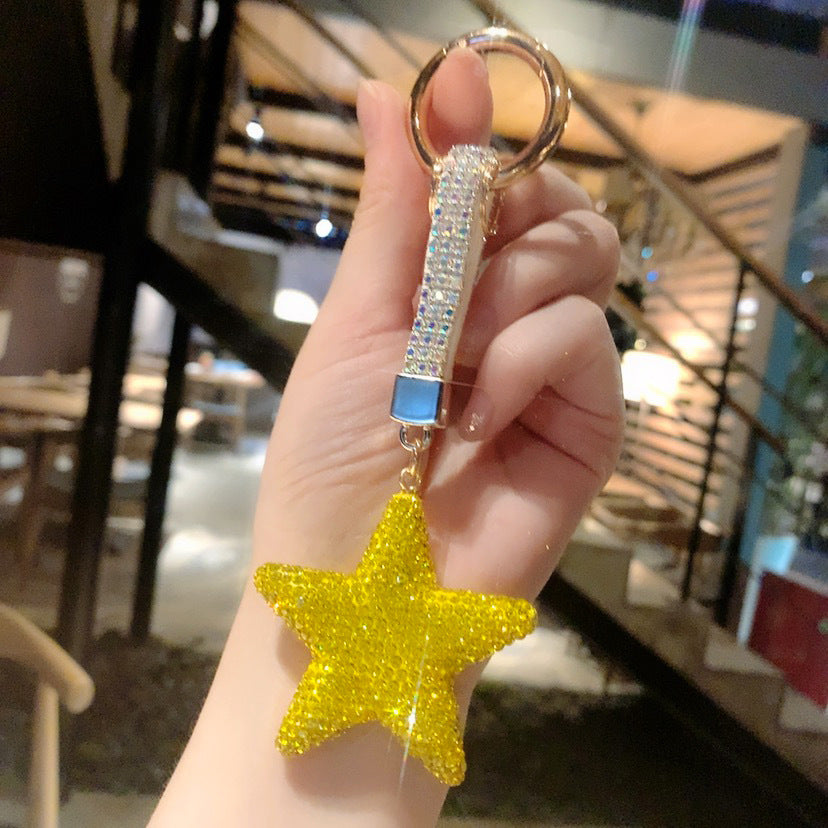 Wholesale Double-sided Diamond Studded Five Pointed Star Keychains